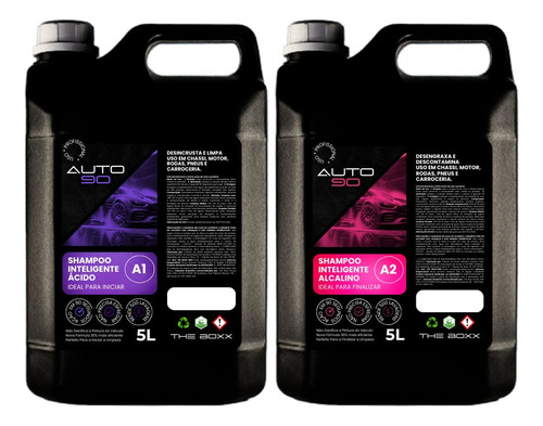 Shampoo Automotivo Kit Auto90 10L Profissional - Desincrustante, Desengraxante, Limpa, Descontamina