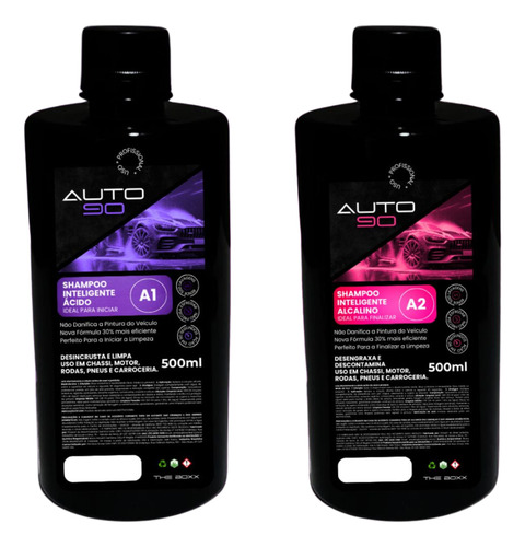 Shampoo Automotivo Kit Auto90 1L Pessoal - Desincrustante e Desengraxante